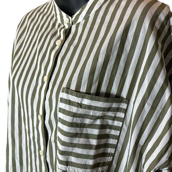 Alex mill womens striped button down hi low long sleeve preppy button sides - Picture 4 of 7